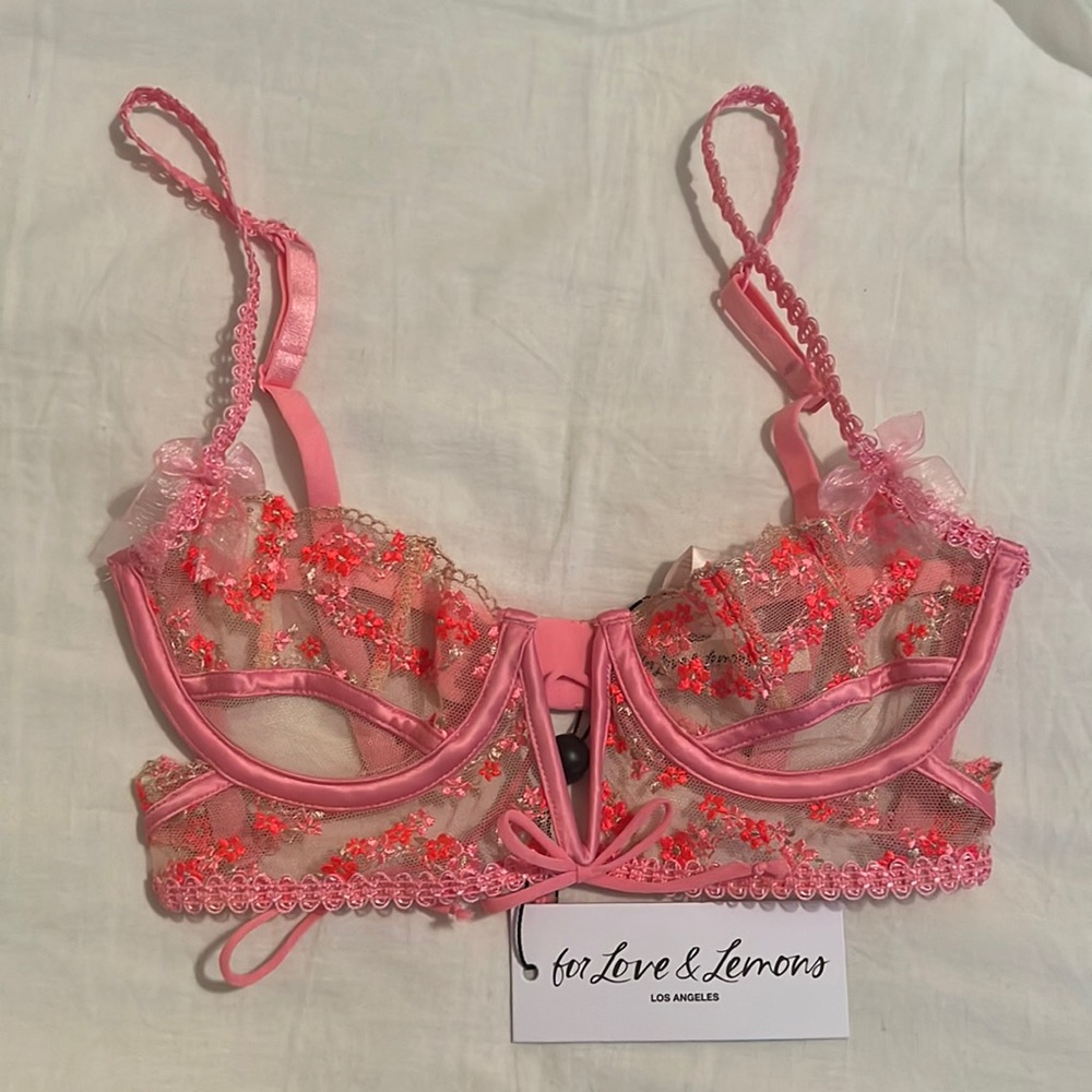 For love and lemons Love Bouquet underwire bra, Pink, Size XXS